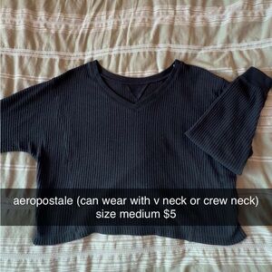 Aeropostale Black V-Neck Ribbed Top